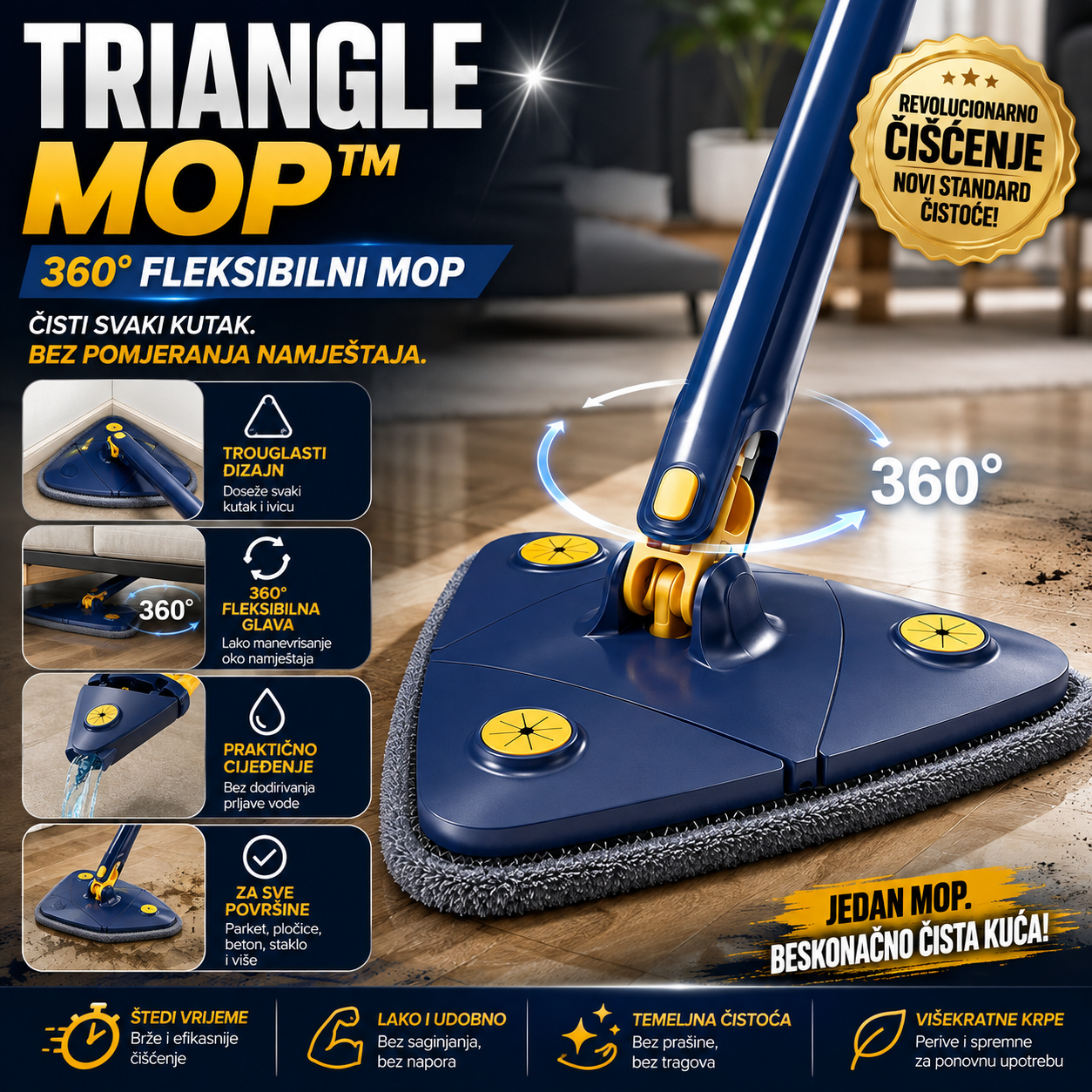 Triangle Mop™ – 360° Fleksibilni Mop
