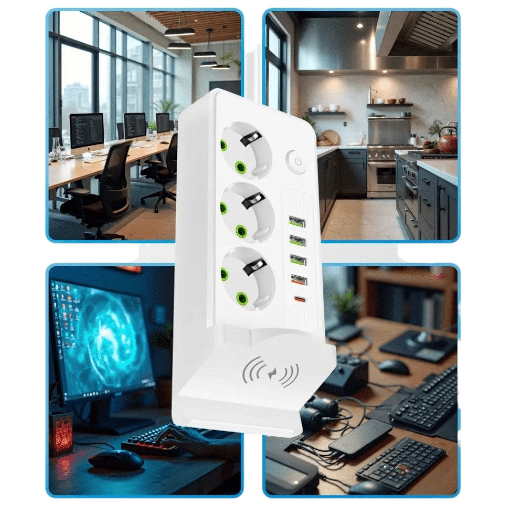 Produžni kabel s Bežičnim punjenjem, 4xUSB, Type-C