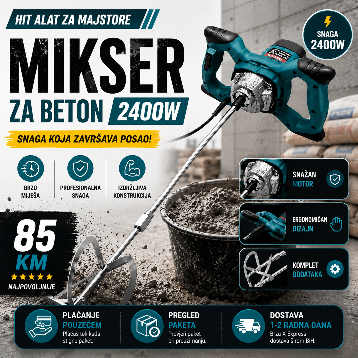 Mikser za Beton 2400W
