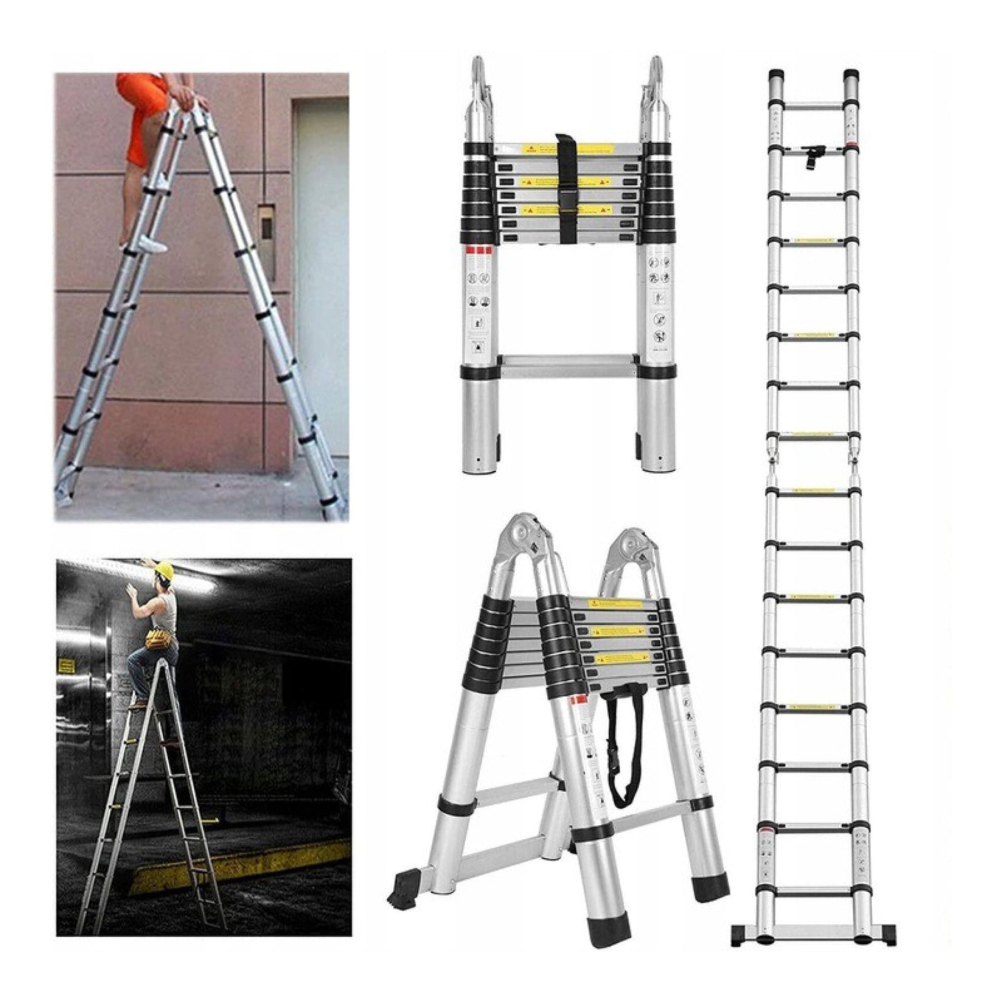 Aluminijske dvodijelne teleskopske ljestve – 1,9 m