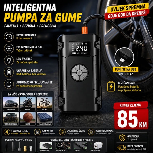 Prenosivi Auto Kompresor sa LED Svjetlom
