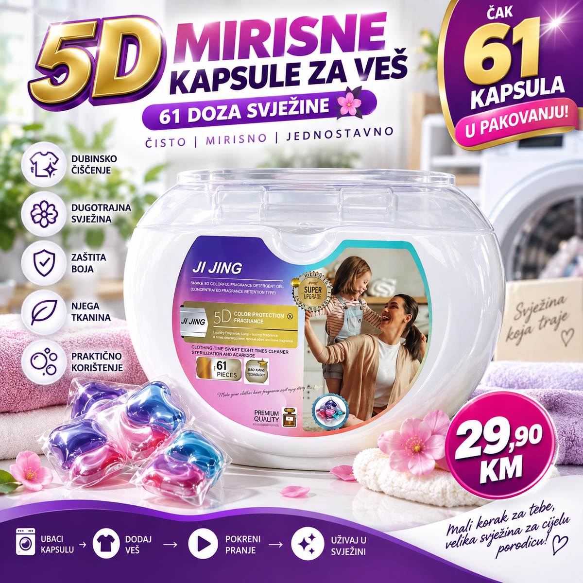 5D Mirisne Kapsule za Veš – 61 Doza Svježine