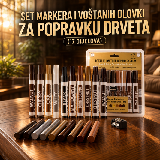 Set markera i voštanih olovki za popravku drveta (17 dijelova)