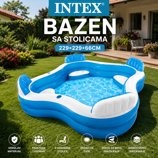 INTEX Bazen sa stolicama 229x229x66