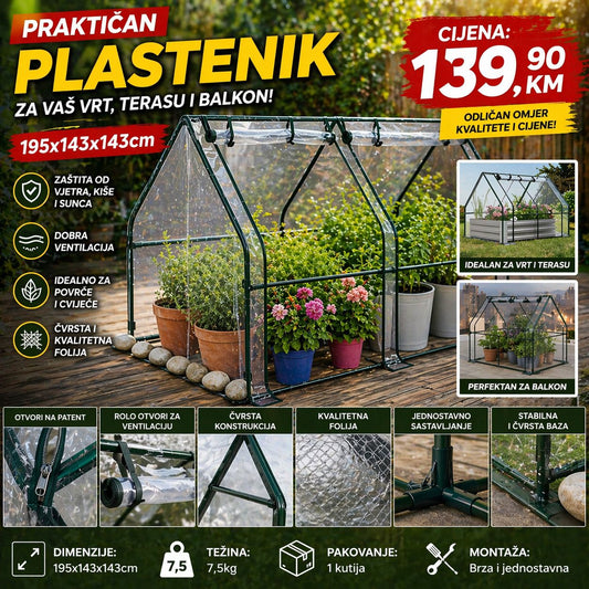 Plastenik za vrt 195x143x143cm