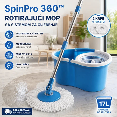 SpinPro 360™ – Rotirajući Mop sa Sistemom za Cijeđenje