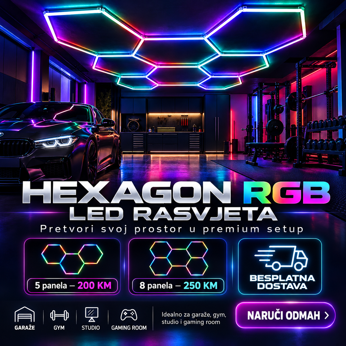 Heksagon RGB LED rasvjeta