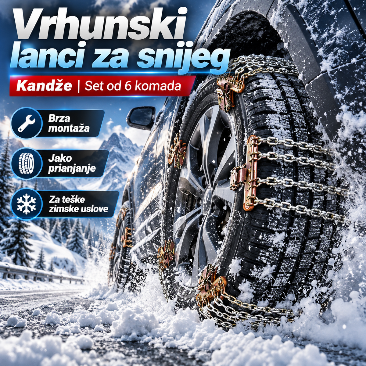 Vrhunski lanci za snijeg - Kandže (Set od 6 komada)