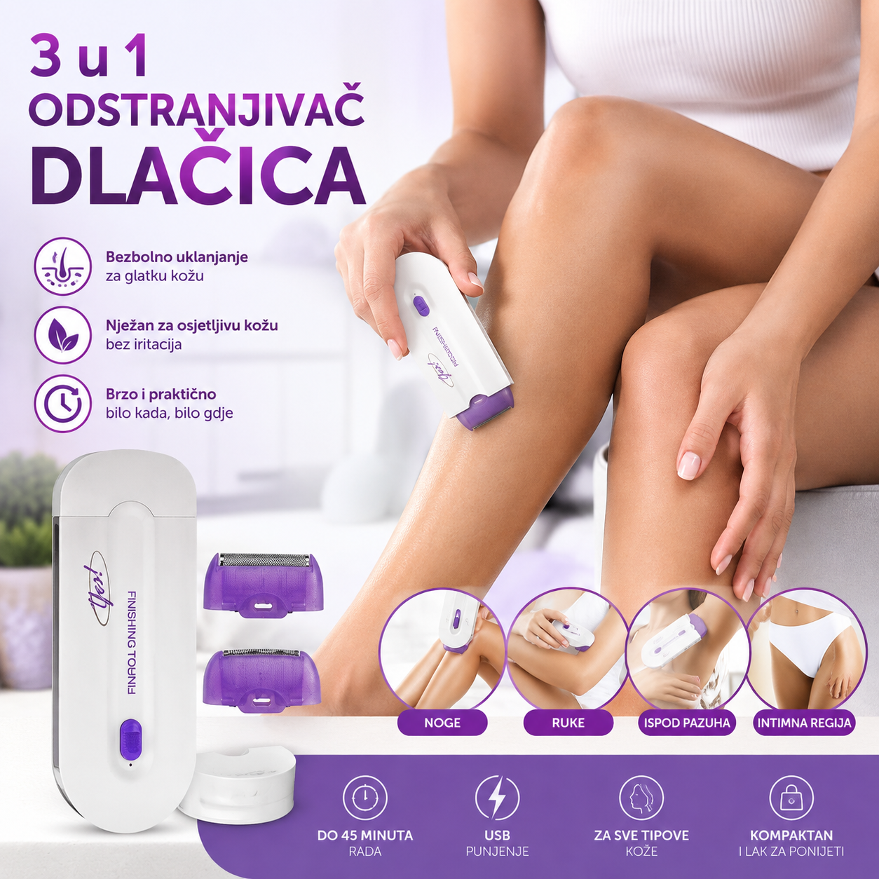 3 u 1 Odstranjivač dlačica