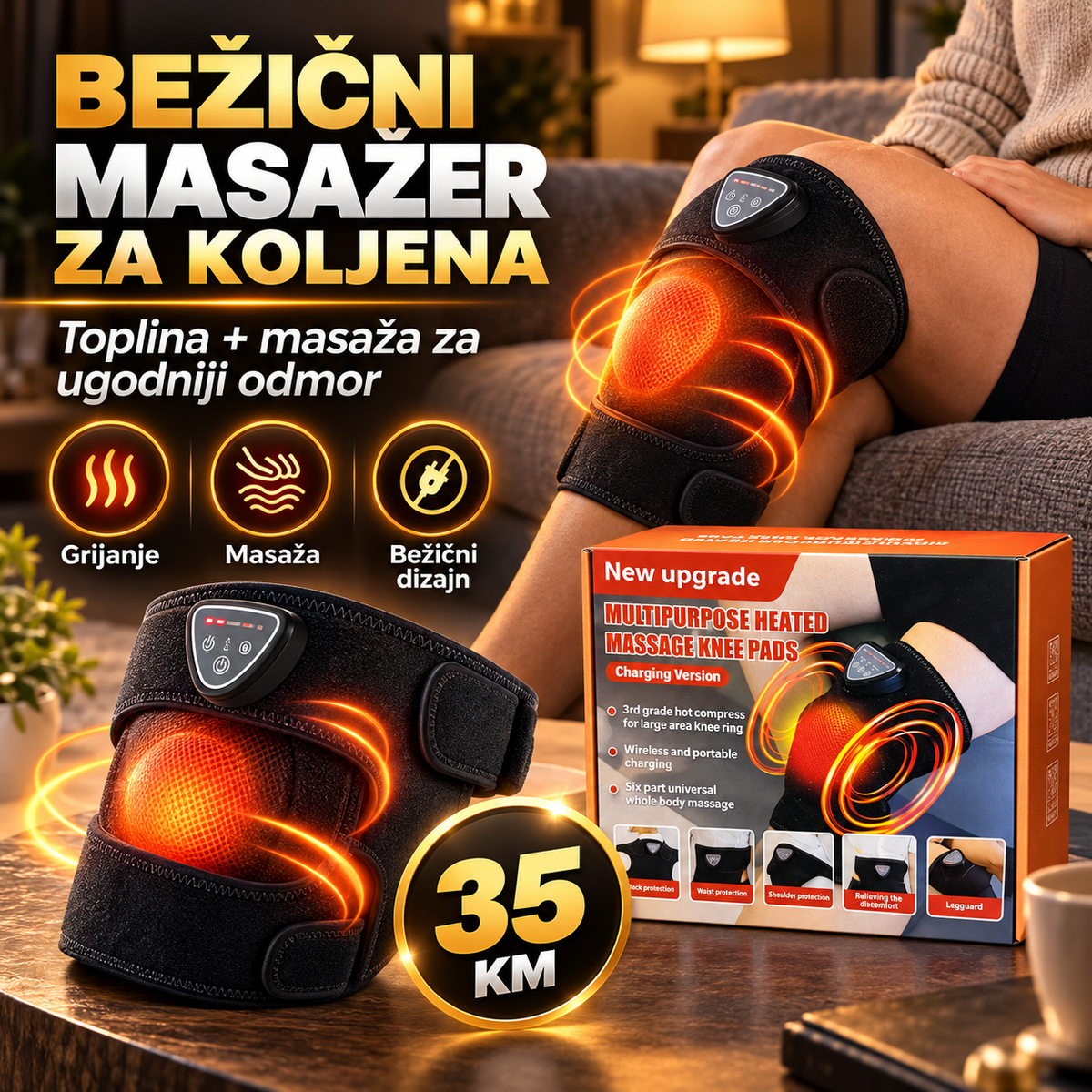 Bežični Masažer za Koljena s Grijanjem i Masažom