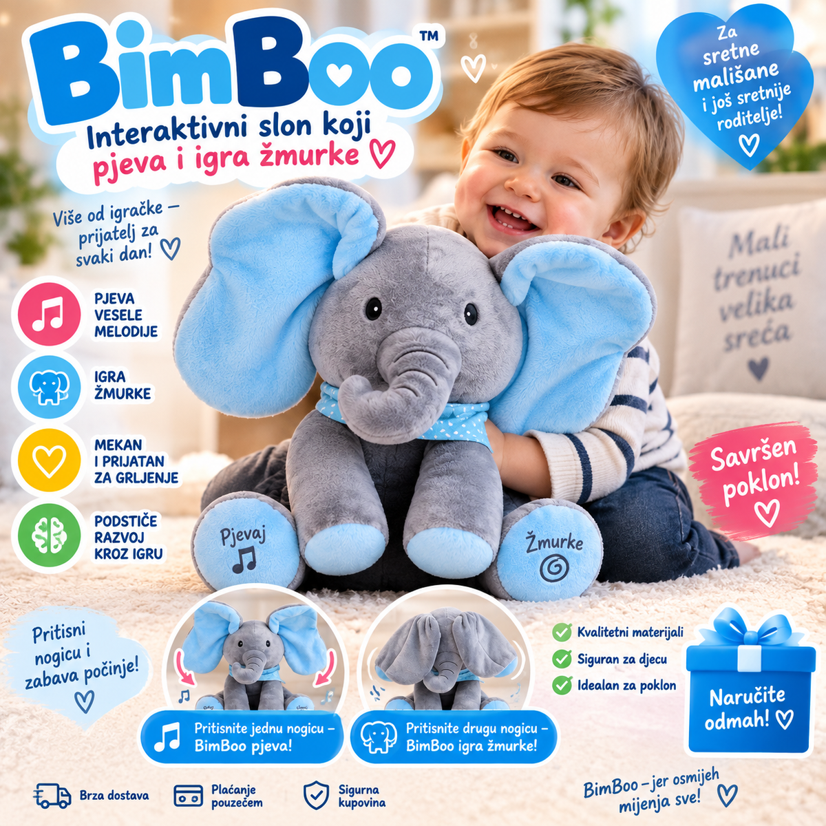 BimBoo – Interaktivni Slon Koji Pjeva i Igra Žmurke