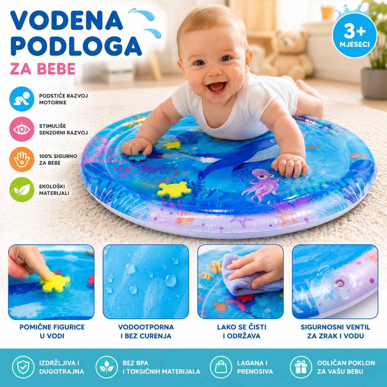 Vodena podloga za bebe okrugla