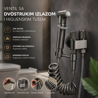 Ventil sa dvostrukim izlazom i higijenskim tušem